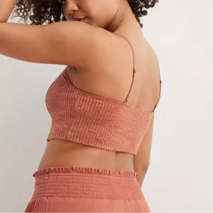 Aerie Women's Chill Longline Bralette M Orange Ribbed‎ Adjustable Straps thumbnail 4