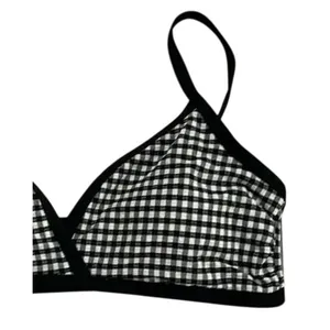 NWT Andie Swim The Cove Bikini Top Checkered Print Removable Cups L Black White thumbnail 2
