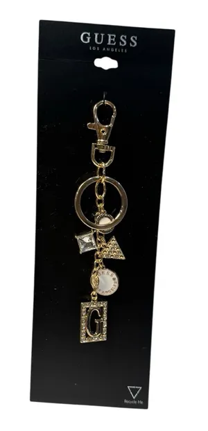 GUESS Los Angeles Gold Tone Logo Charm Keychain – New on Card thumbnail 1
