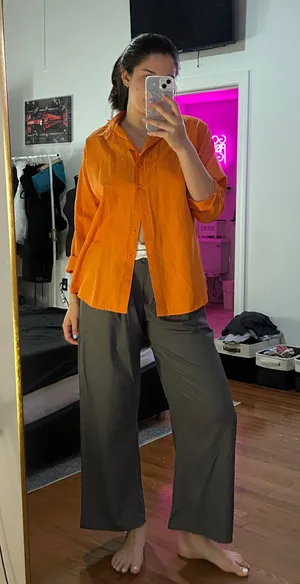 Orange Button Down Shirt Size L thumbnail 2