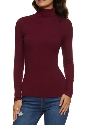 L Joseph A. Wine Red Burgundy Women’s Long Sleeve Comfy Winter Turtleneck Top Shirt thumbnail 1