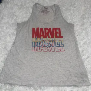 Marvel heathers gray racerback tank top shirt woman’s medium thumbnail 1