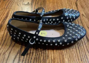 House of Harlow 1960 Flashy Black Rhinestone Mary Jane Ballet Flats Size 7M thumbnail 1