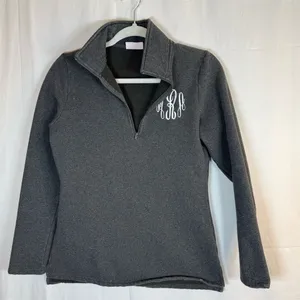 Marley Lilly Pullover Womens XS Heather Gray 1/4 Zip Monogram Initials thumbnail 1