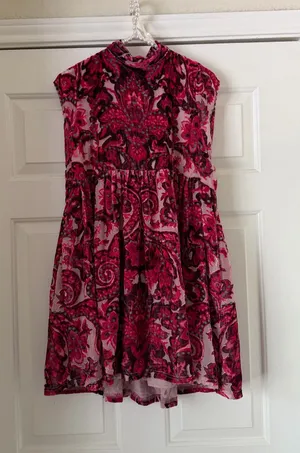Free People Magenta Velour Paisley Dress thumbnail 1