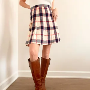 Vintage Plaid A-Line Skirt - Red, Blue, and White thumbnail 2