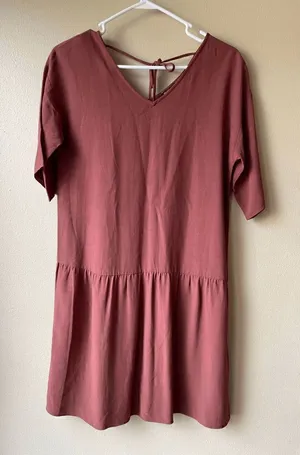 Eileen Fisher Burnt Orange Brown Tencel Swing Dress Size XXS thumbnail 1