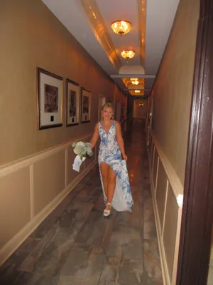 Sherri Hill Prom Dress Blue and white thumbnail 3