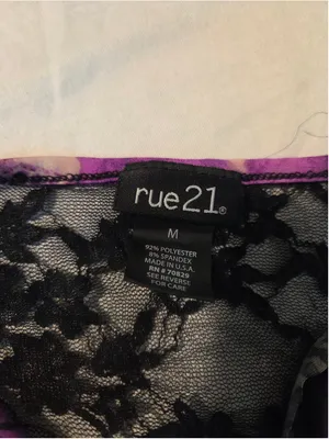 Rue21 Women’s M Sleeveless Cowl Neck Lace Back Mini Dress Purple Green thumbnail 3