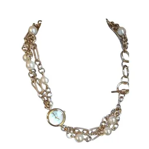 Anne Klein Women's Chunky Bracelet Watch Gold Faux Pearl Wrap Bracelet thumbnail 4
