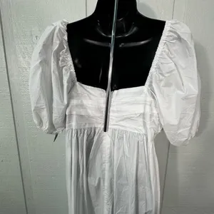 Know One Cares White Empire Cut Poplin Puff Sleeve Midi Dress Size Large NWT thumbnail 10
