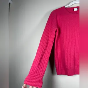 J Crew Wool Cashmere Blend Crew Neck Cable Knit Sweater Size M Pink thumbnail 5