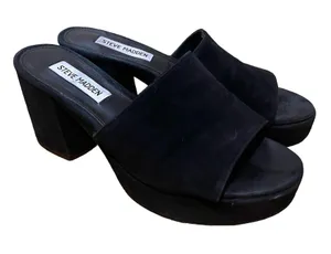 Steve Madden chunky platfom black suede mules thumbnail 1