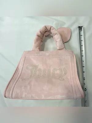NWOT Juicy Couture Viral Blush Pink Plush Tote with Crystal Logo and Heart Charm thumbnail 4