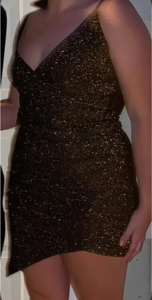 Charlotte Russe Mini Gold Dress Black thumbnail 1