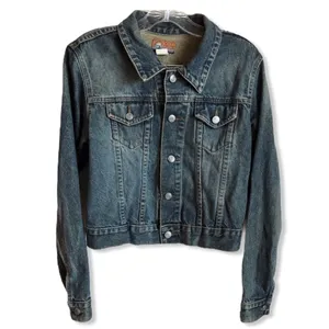 Vintage Bulldog Denim Trucker Jacket Distressed‎ Blue Western Cowgirl Jean Coat thumbnail 2