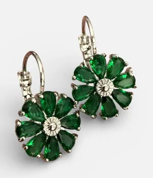 Green silver daisy earrings thumbnail 1