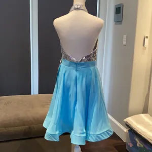 Women’s Halter Neck Silver Sequined Short Prom Party Dress NWT 6 thumbnail 4