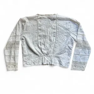 Chelsea & Violet Boho Pintuck Lace Blouse Medium Ivory Peasant Cottagecore thumbnail 3