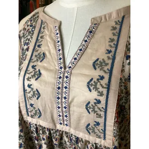 Vintage America Women Large Floral Paisley Embroidered Peasant Tunic Top thumbnail 2