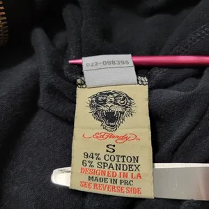 Y2k Vintage Ed Hardy Sweatshirt Small Zip Up Hoodie NYC Skull Eagle Snake Fading Faded Discoloration thumbnail 15