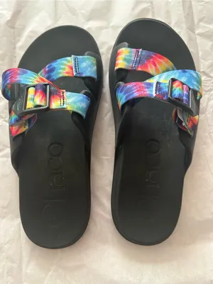 Chaco Tie-Dye Double-Strap Slide Sandals - Black Footbed thumbnail 3