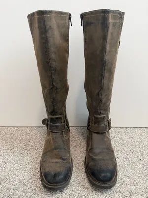 Nicole Archibald Tall Riding Boots Brown Suede Leather Boots Size 9M thumbnail 6