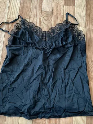 Vintage Black Lace Cami Top Womens Large Romantic 90s Lingerie thumbnail 9