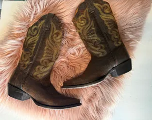 J.B. Dillon Western Leather Cowboy Boots Brown Size 7 thumbnail 1