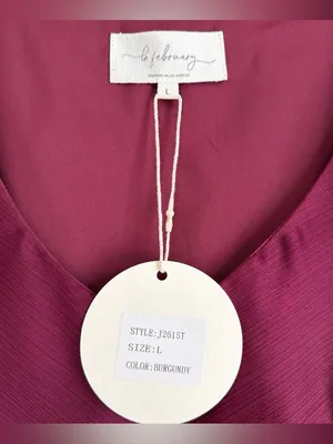 in february Burgundy Crinkled Ruffle V-Neck Flutter Sleeve Tiered Peplum Blouse thumbnail 5