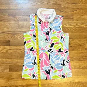 Tommy Bahama Golf Womens Small Tropical Floral Sleeveless Athletic Collared Top thumbnail 7