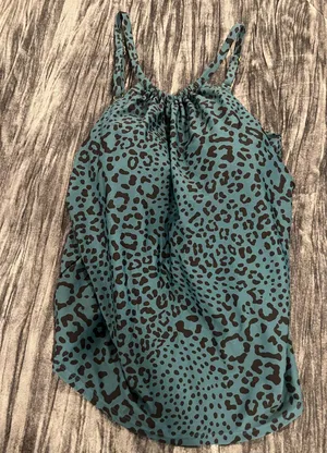Teal Leopard Print Sleeveless Swim Top by Kona sol Size XL thumbnail 1