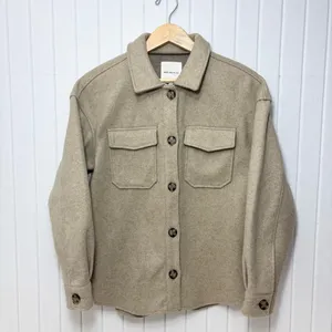 Avec Les Filles Tan Oat Melange Utility Shacket‎ Jacket Size S thumbnail 2