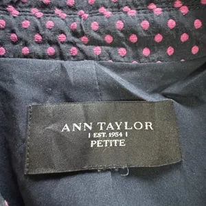 Ann Taylor Women Size Petite Button Down‎ Coat Polka Dot Tie Cotton Blend Career thumbnail 3