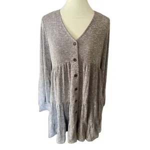 Ces Femme Baby Doll Button Down Swing Dress Mocha Gray Size Small -NWT thumbnail 5