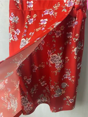Betsey Johnson boho Red Floral Summer Party Picnic Pretty Feminine Dress 12 thumbnail 4