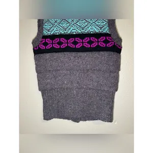 Free People Geometric Fair Isle Chunky Snap Button Knit Sweater Vest Women’s XS thumbnail 6