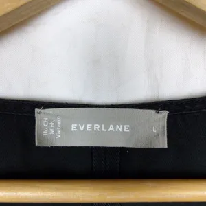 Everlane Tencel Puff Sleeve Dress Women L Black V Neck Midi Lagenlook Minimalist thumbnail 10