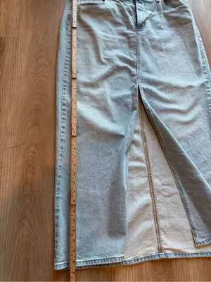 Light Wash Denim Maxi‎ Skirt Blue Size 12 thumbnail 6