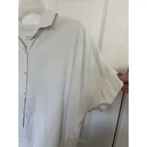 Free Assembly Linen Blend White Button Front Short Sleeve Top M Minimalist Boxy thumbnail 5