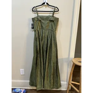 Tahari ASL Women's Sleeveless Ball Gown rich olive hue Size 14 Square‎ Neck thumbnail 6