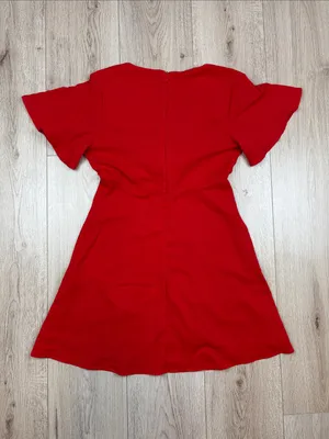 Lulu's Red Knot-Front V-Neck Mini Dress Size S thumbnail 2