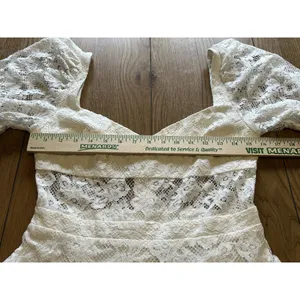 Hello Molly Lace Strapless Puffy Shoulder Ruffle Mini‎ Dress Size M US 6 Peasant thumbnail 5