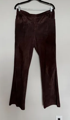 Brown suede 100% Leather Flare leg Pants thumbnail 1