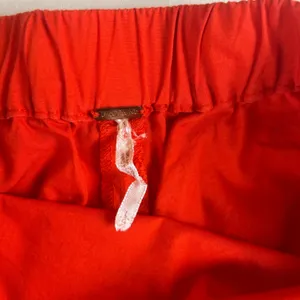 Free People Red Off the Shoulder Blouse Split Tie Cuff Top Womens Large thumbnail 3