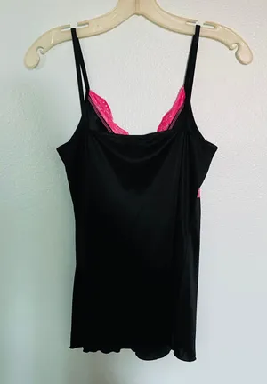 Styles pink & black silky lace cami top thumbnail 2