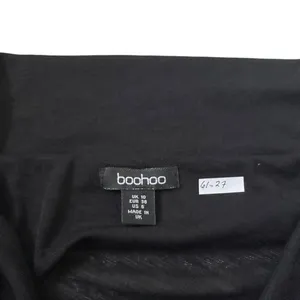 Boohoo Womens Black Off the Shoulder Long Sleeve Top Size 6 Sheer | 61-27 thumbnail 3