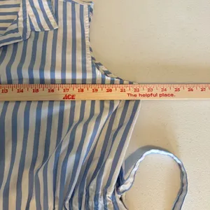 Blue White Striped Sleeveless Button Front Drawstring Midi Dress XL Coastal thumbnail 5