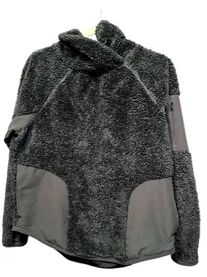Nike Black Charcoal Gray Sherpa Fleece‎ Pullover Jacket Mens Medium Womens L thumbnail 2