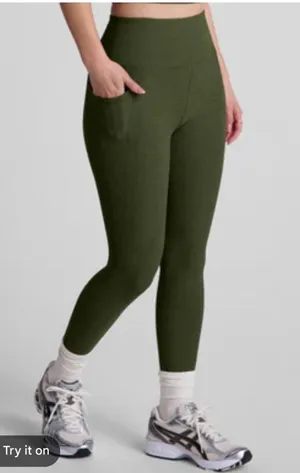 Beyond Yoga High Waisted Spacedye Capri Leggings Pockets Green Sz S NEW thumbnail 1